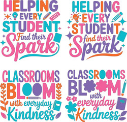 Obraz premium Colorful inspirational quotes for classroom decoration helping students find their spark and promoting kindness educational typography for teachers and students