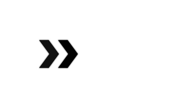 Minimalist animated arrow sequence loading indicator on white background, chevron pointer