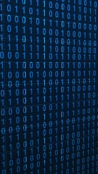 Digital technology data animation streams advanced binary algorithm data blocks on screens. Cybersecurity cloud systems require a digital technology data animation layout.