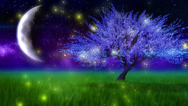 Crescent Moon And Tree