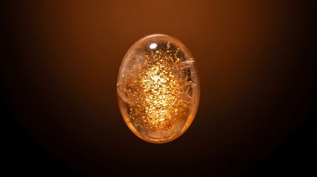 A beautiful oval shaped golden rutile quartz gemstone with internal sparkles