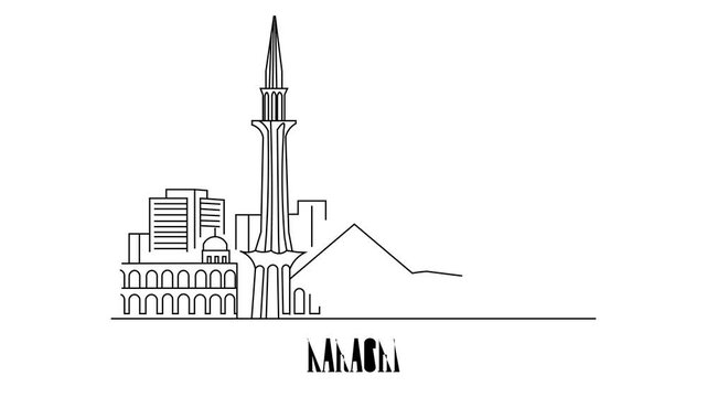 Minimalist line art shows Karachi's skyline