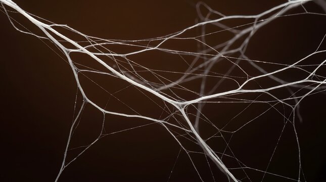 Macro close up photography of intricate white spider web strands