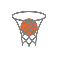 Basketball Ball Going Into Hoop Net Vector Illustration Icon Graphic Design. © Shohan