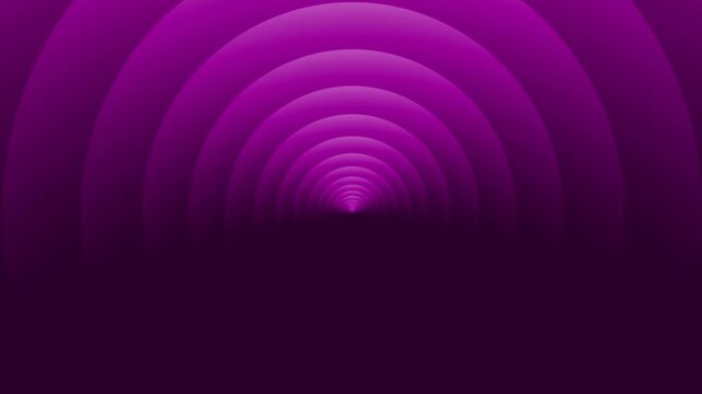 Abstract purple geometric tunnel corridor with moving nested layered arches rings