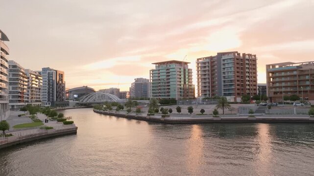 Scenic View of Al Raha Beach Area at Sunset in Abu Dhabi, UAE
