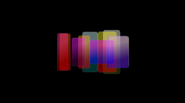 flying rainbow screens on black