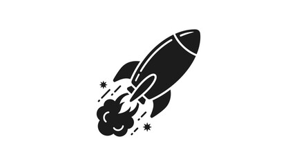 rocket launch silhouette on white background spacecraft spaceship flight travel astronomy exploration © MdKabir