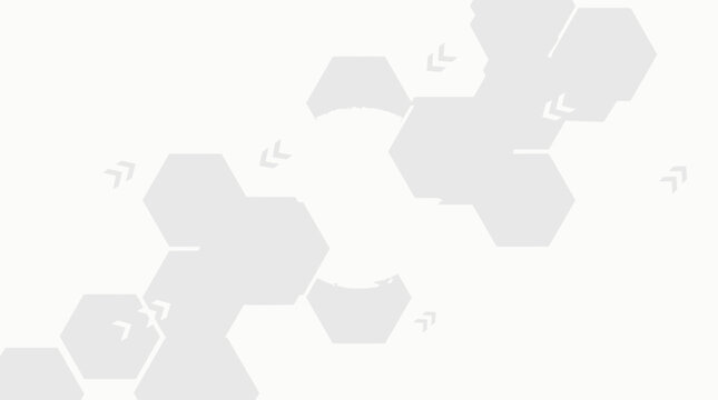 A close-up view of gray hexagons with arrows pointing to each other on a white surface