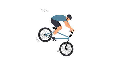 Obraz premium Young Male Cyclist Performing Extreme Stunt Jumping High on a Bike Wearing Protective Helmet and Sportswear