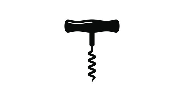 corkscrew silhouette on white background black tool wine opening spiral helix handle