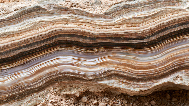 Close-up of a rock surface with a striped pattern. the rock appears to be made of a light-colored material, possibly granite or marble, with a rough texture.