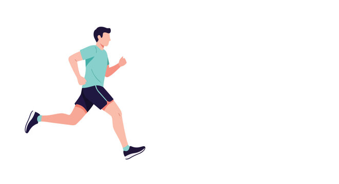 Athletic Man Jogging in Sportswear for Healthy Lifestyle Fitness Training and Marathon Exercise Graphic on White Backgro