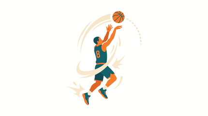 Obraz premium Energetic Basketball Player Shooting Vector Graphic