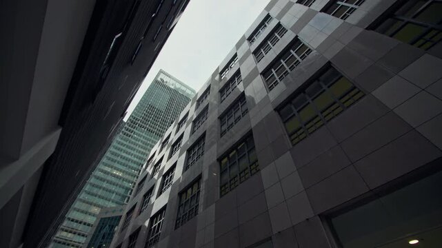 Scenic view of Singapore financial district with elegant glass high rise buildings modern business architecture and vibrant metropolitan skyline for tourism in Asia