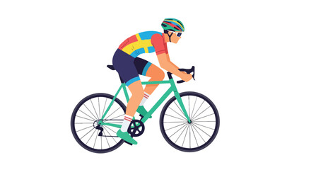 Fototapeta premium Professional Male Cyclist in Colorful Jersey Riding a Road Bike for Competition and Outdoor Fitness Training