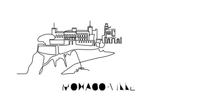 Minimalist line drawing of Monaco's iconic skyline