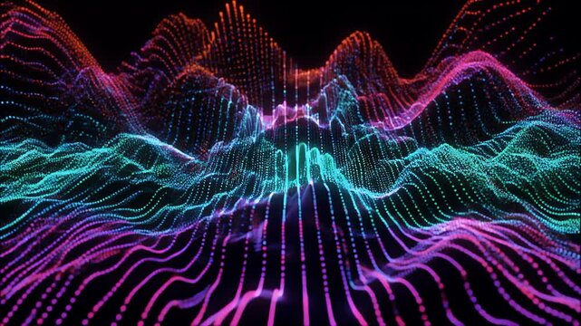 Pulsing pixel wave lines scrolling horizontally 