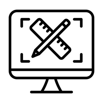 Computer Aided Design Icon - Black Outline
