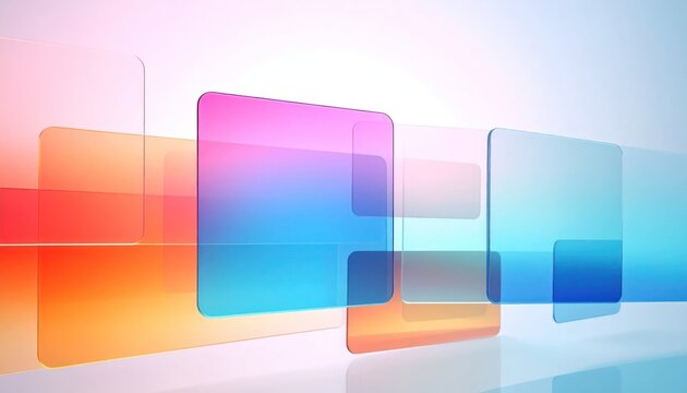 Abstract colorful translucent glass square layers background