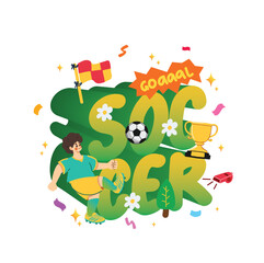 Fototapeta premium Soccer Player Character Vector Collection in Dynamic Action Poses Flat Illustration Style