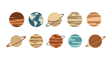Planets and Earth in our solar system are illustrated in various colors © reyro22