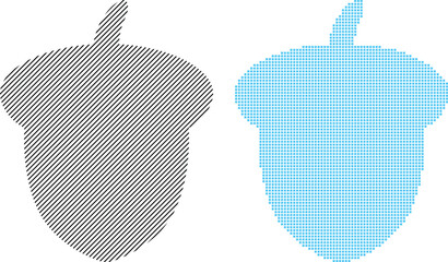 Pixelated and line vector acorn pair modern graphic design elements for digital art and nature concepts © HRITISIDDIKI