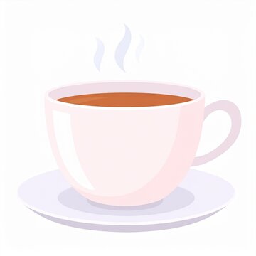 White ceramic cup with orange liquid steam rising.