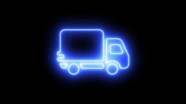 24 hours delivery track icon animation, Glowing neon line Delivery van icon, Concept of delivery, moving, logistic, trucking, shipping. Ambulance and emergency car icon.