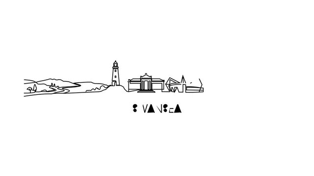 Minimalist line art of Swansea's iconic skyline