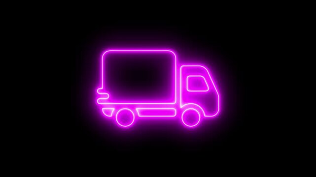 24 hours delivery track icon animation, Glowing neon line Delivery van icon, Concept of delivery, moving, logistic, trucking, shipping. Ambulance and emergency car icon.