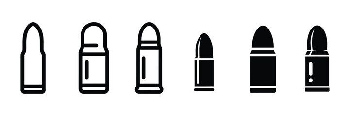 Ammunition cartridge vector icons representing bullet ammunition ballistics and shooting sports equipment for commercial graphics © ARIF AHMED 06