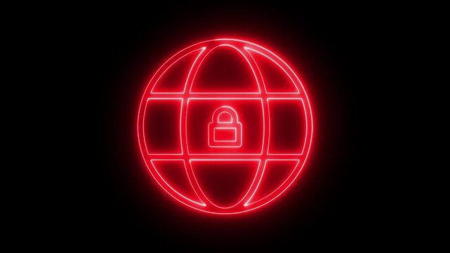 Neon globe icon animation plane world map neon black background. Animated neon line globe dollar symbol World or Earth sign. geographic, geography, planet, orbit, latitude, 