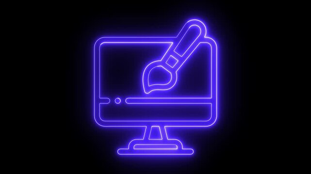 Blue neon sign icon vector frame on black background for web design and technology banner cyber, glow, bright, 