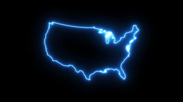 Neon map of USA. United States of America concept map. State maps