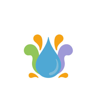 Abstract colorful water drop with splashes