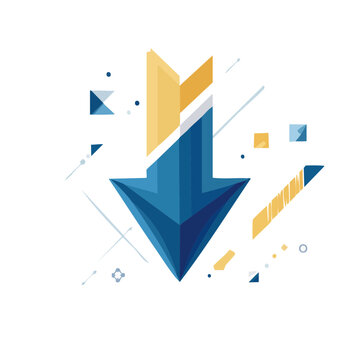 Abstract Arrow Down with Geometric Shapes