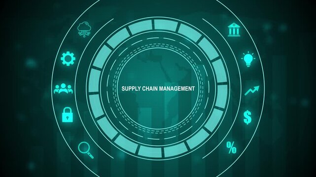 Supply Chain Management Dashboard Animation with Logistics Analytics, Inventory Monitoring, Business Operations and Enterprise Performance, 4K Quality Animation Video