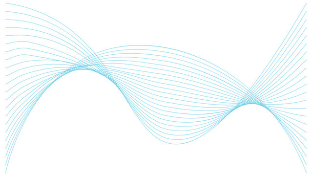 Double peak cyan wave vector illustration with graceful thin lines and wavy motion paths.