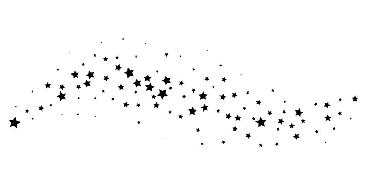Black Scattered Star Confetti Border Decoration Isolated On Transparent Background