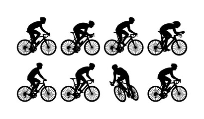 Obraz premium Road Cyclist Silhouette Collection High Detail Bicycle Rider Vector