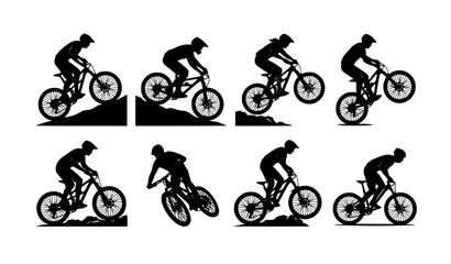 Obraz premium Mountain Bike Rider Silhouette Vector Collection