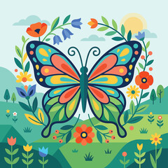 Colorful Butterfly with Open Wings Spread. © bibit