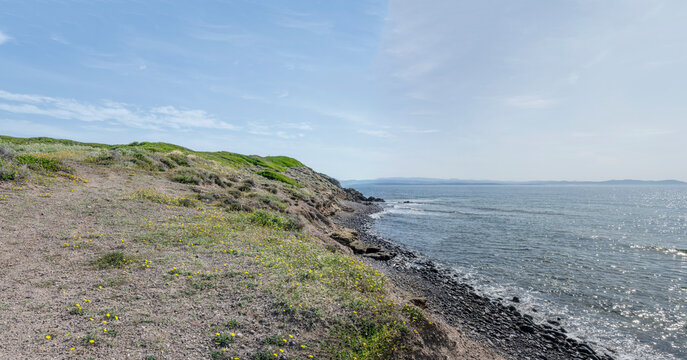 stone beach at Peonia Rosa cove, sant Antioco, Italy