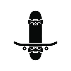 Black skateboard silhouette centered against a white background with a clean modern design for urban sports concepts © Mahmud