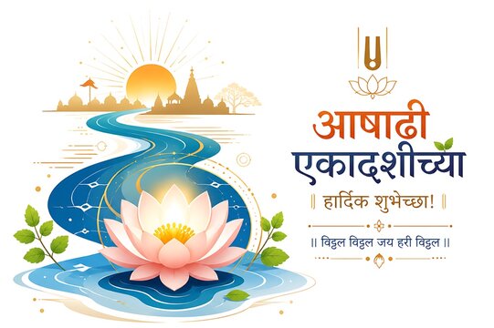 Traditional Ashadi Ekadashi Festival Background with Lord Vitthal Vithoba Vithuraya Vithu Mauli Pandurang Dindi Palkhi and Abhang Devotion
