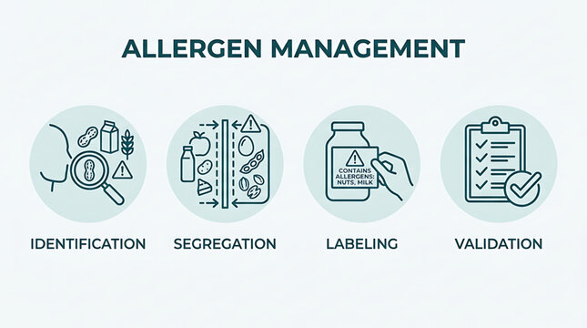Allergen management process involves identification segregation labeling validation steps