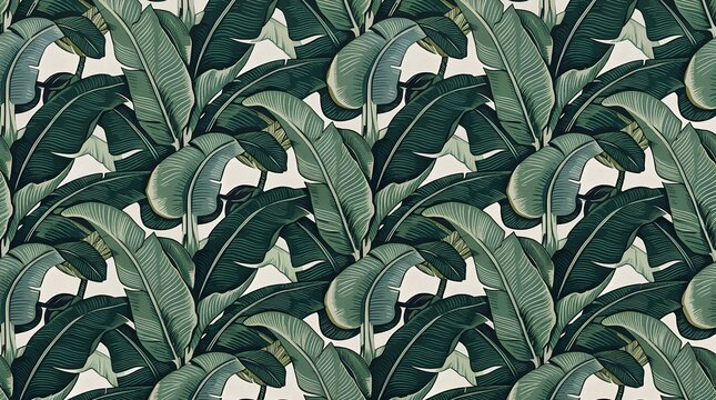 Elegant Green Tropical Leaf Wallpaper Pattern Background