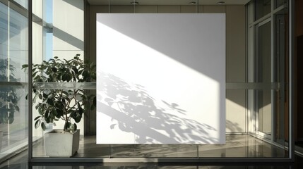 Fototapeta premium Stunning photo of square sticker mockup on glass window, daylight.