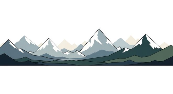 Abstract low poly mountain range landscape serene nature scenery